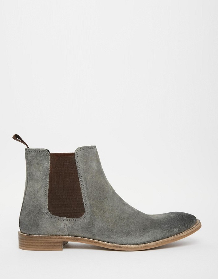 Auden Chelsea Faux Suede Flat Ankle Boots In Grey, Larena Fashion