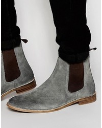 Asos Chelsea Boots In Gray Suede Wide Fit Available
