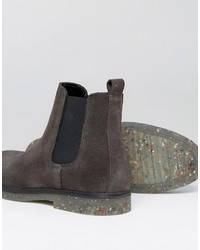 Asos Chelsea Boots In Gray Suede With Speckle Sole