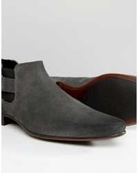 Asos Chelsea Boots In Gray Suede With Strap