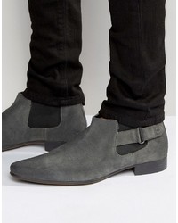 Asos Chelsea Boots In Gray Suede With Strap