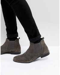 Pier One Chelsea Boots In Grey Suede