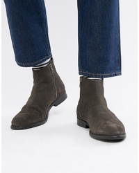 ASOS DESIGN Chelsea Boots In Grey Suede With Black Sole