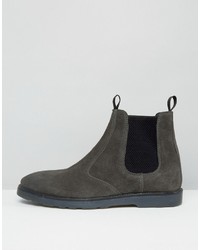 Asos Chelsea Boots With Thick Sole In Gray Suede