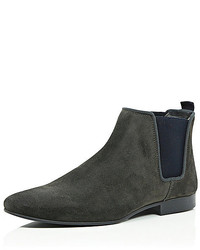 River Island Grey Suede Chelsea Boots