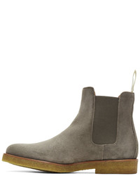 Common Projects Grey Waxed Suede Chelsea Boots