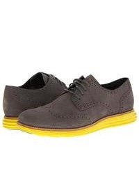 Cole Haan Lunargrand Wingtip Lace Up Wing Tip Shoes Charcoal Grey Suede