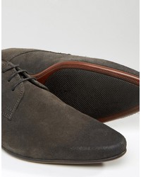 Asos Derby Shoes In Gray Suede