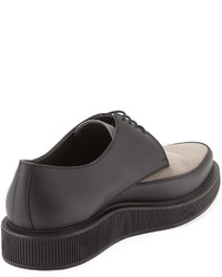 Lanvin Suede Leather Derby Creeper Gray