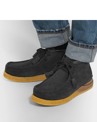 VISVIM Beuys Trekker Folk Leather Trimmed Suede Boots