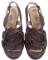Valentino Floral Suede Slingback Sandals