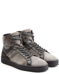 Hogan Rebel Suede And Leather High Top Sneakers