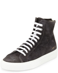 Common Projects Tournat Suede High Top Sneaker Dark Gray