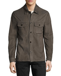 Tom Ford Suede Utility Shirt Jacket Gray
