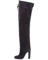 Christian Louboutin Alta Gant Suede Red Sole Knee Boot Gray