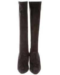 Manolo Blahnik Suede Pointed Toe Boots