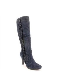 White Mountain Gladiola Blue Suede Fashion Knee High Boots