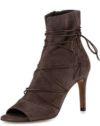 Vince Adisa Lace Up Open Toe Ankle Boot Dark Smoke