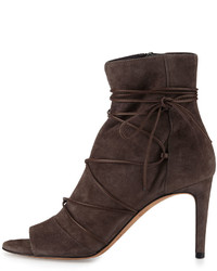 Vince Adisa Lace Up Open Toe Ankle Boot Dark Smoke