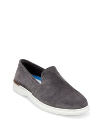 Cole Haan Grand Ambition Slip On Loafer In Gray Pinstripe Suede At Nordstrom