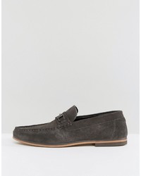 Asos Snaffle Loafers In Gray Suede