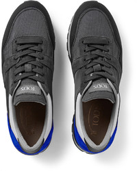 Tod's Panelled Mesh Leather And Suede Sneakers