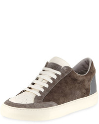 Brunello Cucinelli Suede Leather Low Top Sneakers Gray