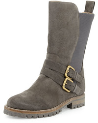 Charcoal Suede Mid-Calf Boots