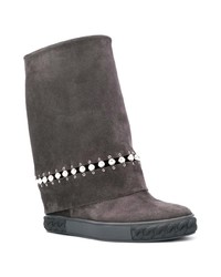 Casadei Beaded Detail Foldover Ankle Boots