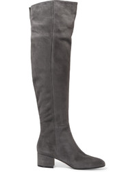 Gianvito Rossi 45 Suede Over The Knee Boots Gray