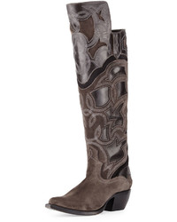 Frye Shane Embroidered Western Over The Knee Boot Charcoal