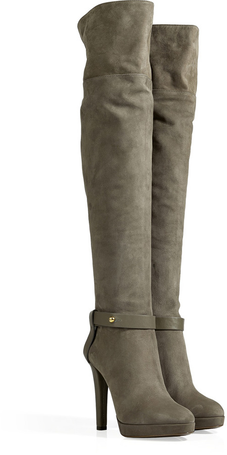 Sergio Rossi Suede Leather High Heel Boots In Stone Grey, $1,510 ...