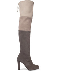 Stuart Weitzman Troika Stretch Suede Over The Knee Boots Gray