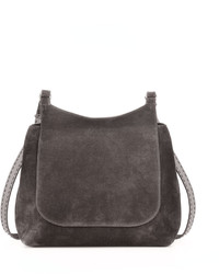 The Row Sideby Suede Messenger Bag Pewter