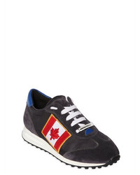DSQUARED2 New Runner Flag Suede Nylon Sneakers