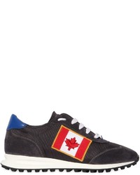 DSQUARED2 New Runner Flag Suede Nylon Sneakers