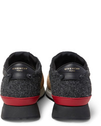 Givenchy Panelled Suede Felt And Mesh Sneakers