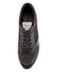Giorgio Armani Perforated Suede Low Profile Sneakers