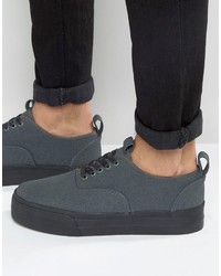 Asos Sneakers In Gray Faux Suede With Chunky Sole