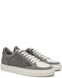 Brunello Cucinelli Suede And Grained Leather Sneakers