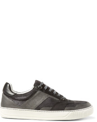 Lanvin Suede Nubuck And Metallic Leather Sneakers