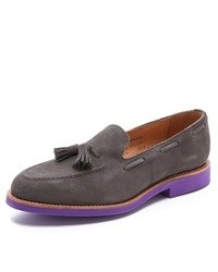 Charcoal Suede Tassel Loafers