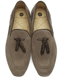 H By Hudson Grey Suede Pierre Loafers