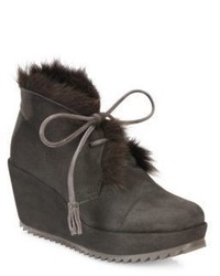 Charcoal Suede Wedge Ankle Boots