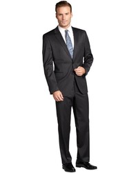 Hugo Boss Dark Grey Stretch Wool Blend Two Button Suit With Flat Front Pants