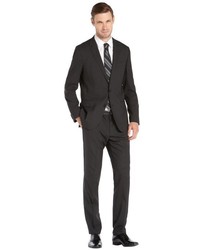 Hugo Boss Dark Grey Wool 2 Button Suit With Flat Front Pants