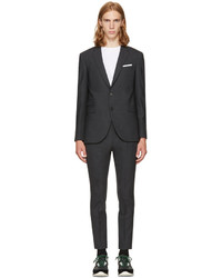 Neil Barrett Grey Gabardine Skinny Suit