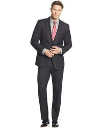 Perry Ellis Portfolio Charcoal Plaid Slim Fit Suit