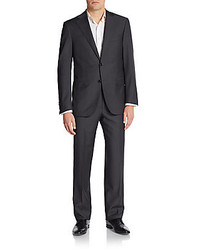 Corneliani Regular Fit Charcoal Shadow Stripe Wool Suit