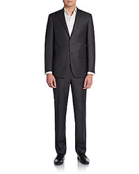 Saks Fifth Avenue RED Trim Fit Charcoal Birdseye Suit